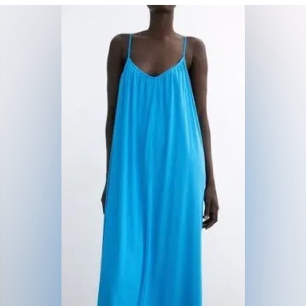 Zara Blue Vacation Midi Dress, sz M